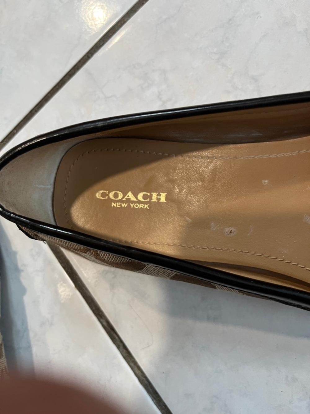 NWOT COACH FRIDA SIGNATURE JACQUARD TAN AND BROWN LEATHER SIZE 7.5 - Picture 9 of 10